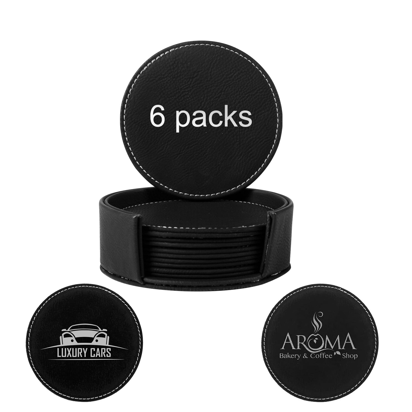 Laserable leather cup pads black