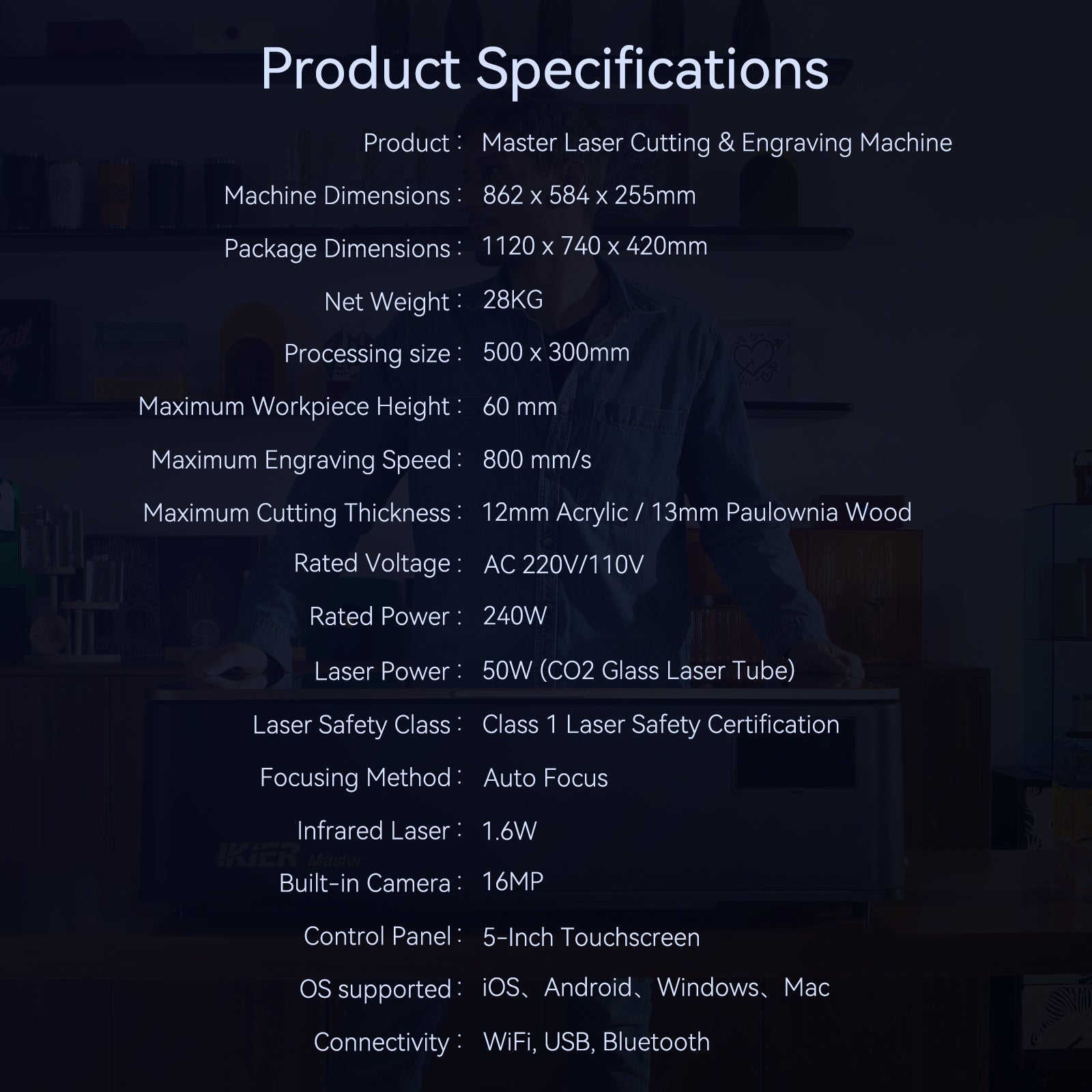 iKier Master 50W CO2 Laser Cutter