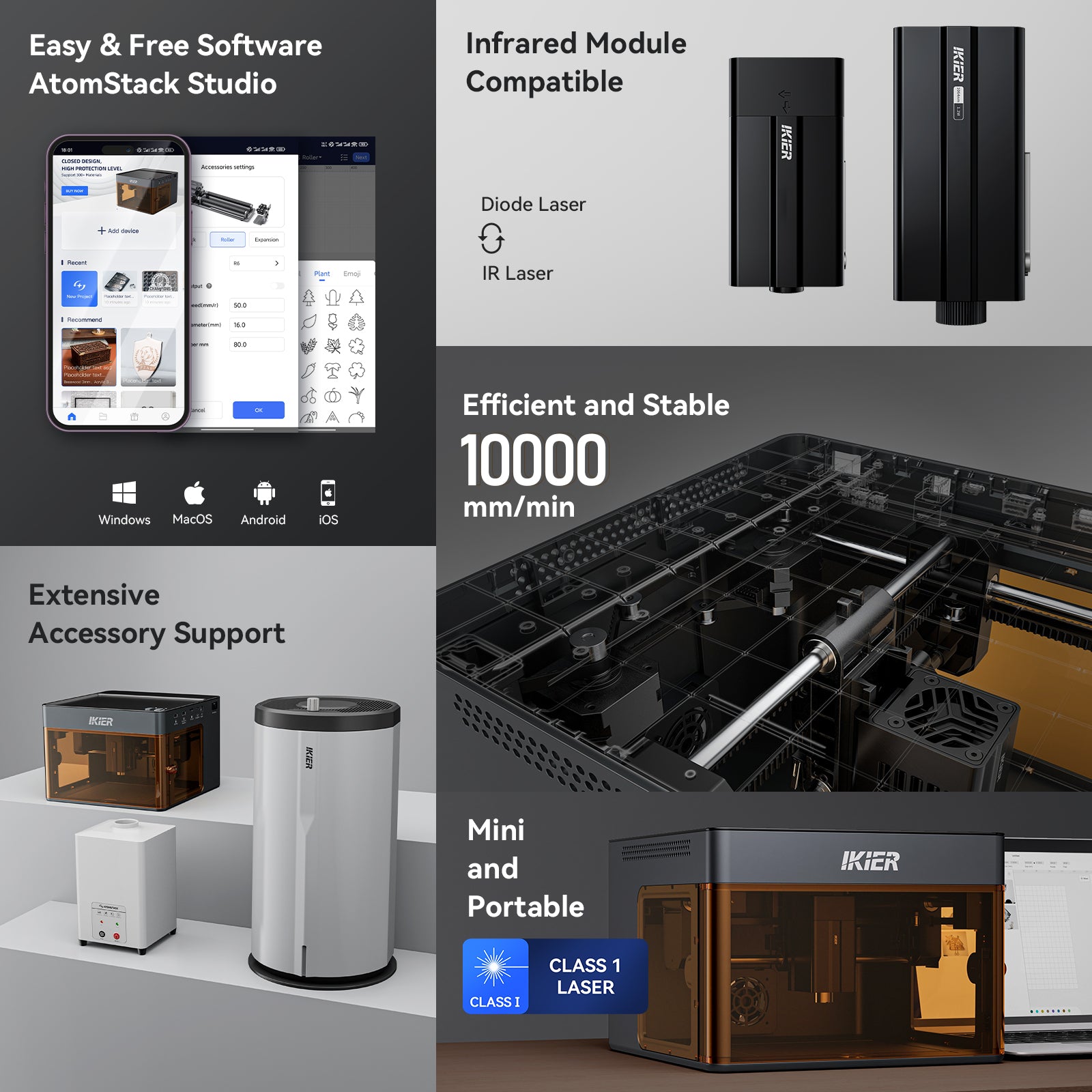 IKIER FLEX 12W 全密閉レーザー彫刻機ポータブル iKier Flex Laser Engraver
