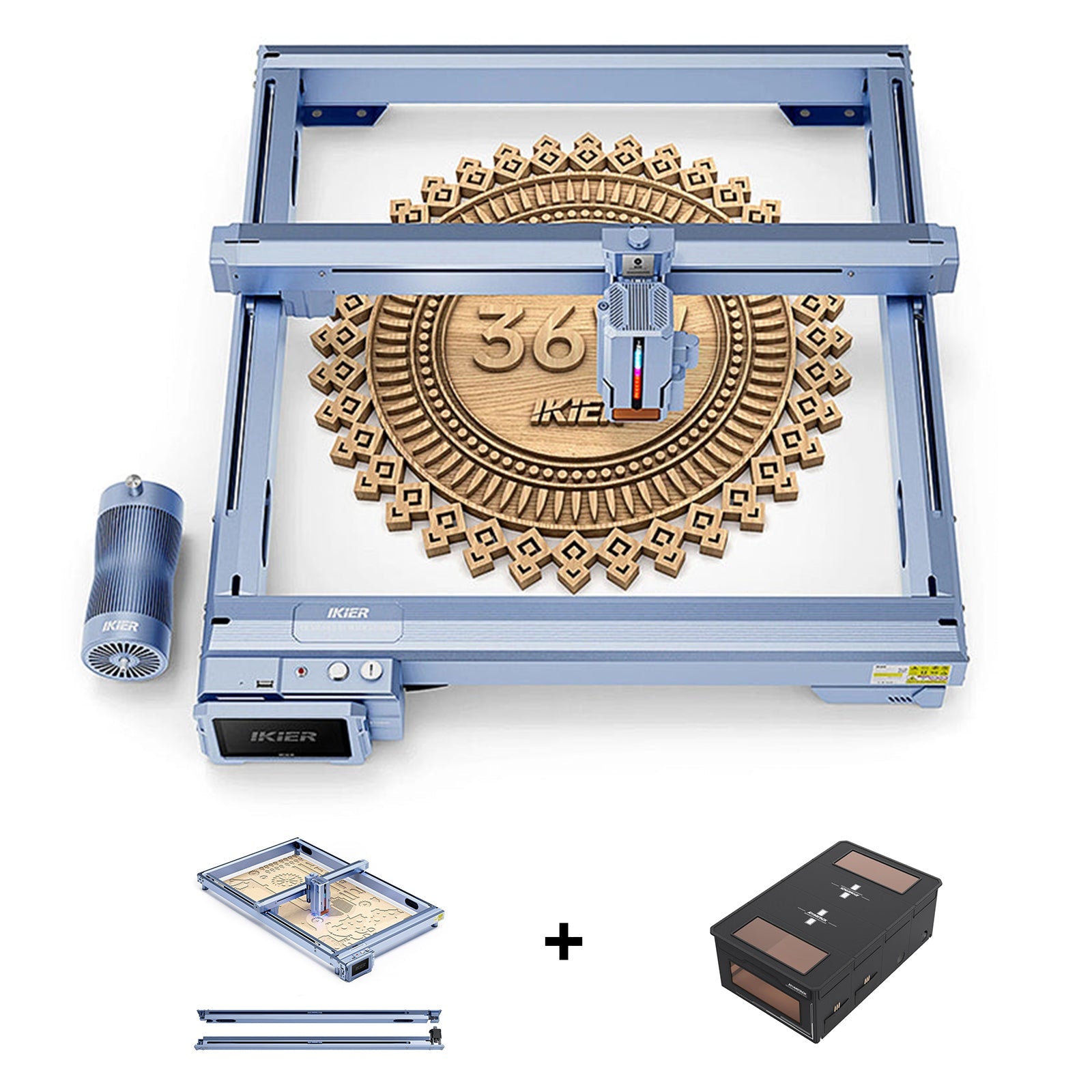 iKier K1 Ultra 36W Laser Engraving + K1 Extension Kit + Atomstack FB2 Plus Enclosure
