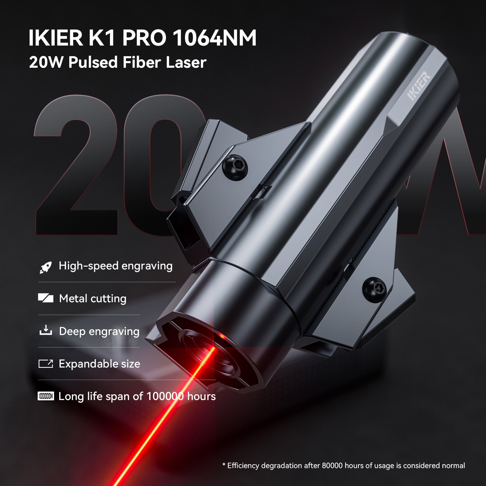 iKier K1 Pro 1064nm 20W Fiber Laser Marking and Engraving Machine