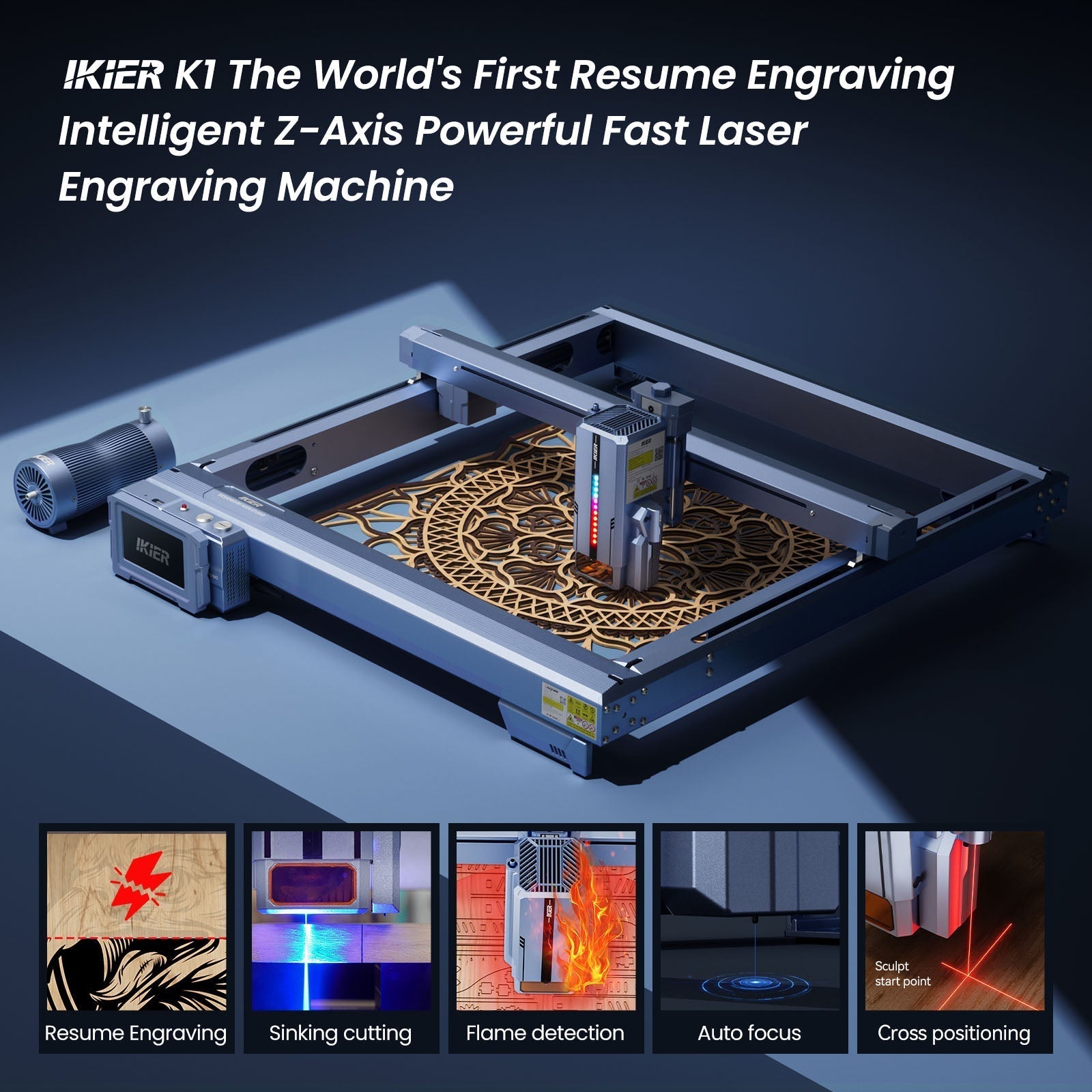 iKier K1 Ultra 36W Laser Engraving + K1 Extension Kit + Atomstack FB2 Plus Enclosure