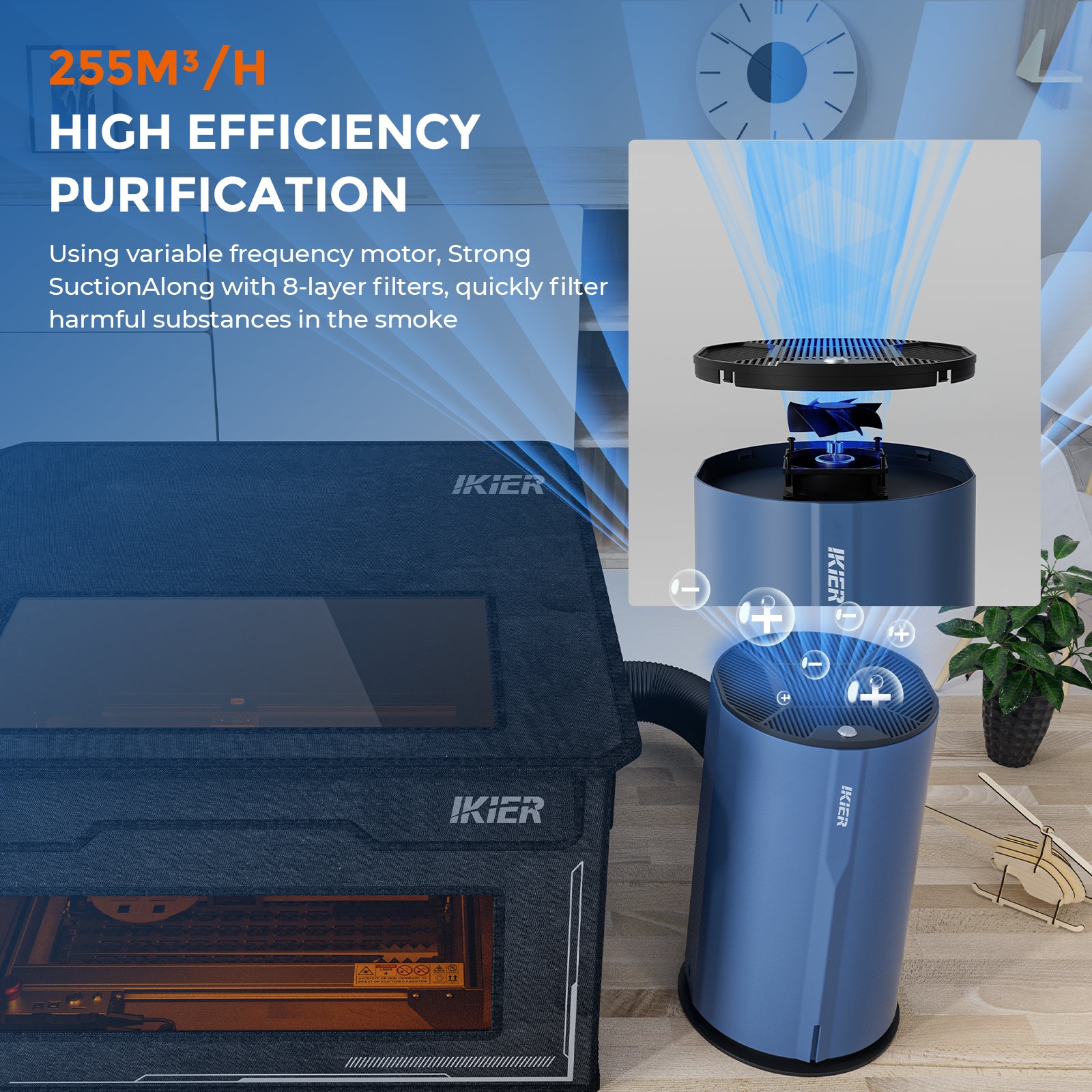 iKier D1 Air Purifier Cleaner For Laser Engraving Machine